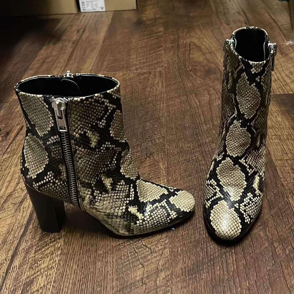 French Connection Faux python booties